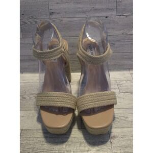 Steve Madden Women's Lombardo Heeled Sandal Natural Size 9.5 Ankle Strap